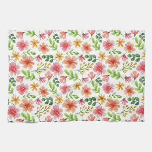 Aquarell-Rosa-Blumenmuster Geschirrtuch