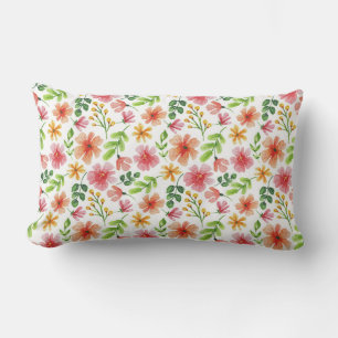 Aquarell-Rosa-Blumenmuster Lendenkissen