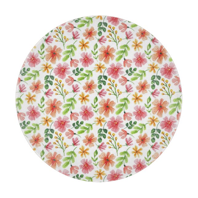 Aquarell-Rosa-Blumenmuster Schneidebrett (Vorderseite)