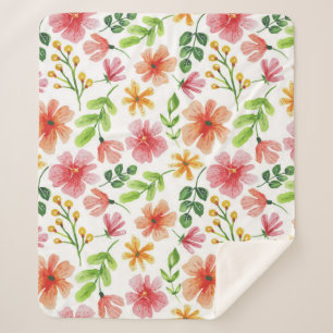 Aquarell-Rosa-Blumenmuster Sherpadecke
