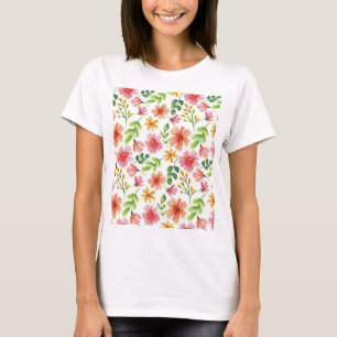Aquarell-Rosa-Blumenmuster T-Shirt