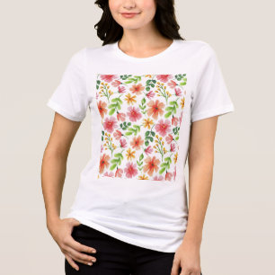 Aquarell-Rosa-Blumenmuster Tri-Blend Shirt