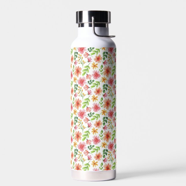 Aquarell-Rosa-Blumenmuster Trinkflasche (Links)