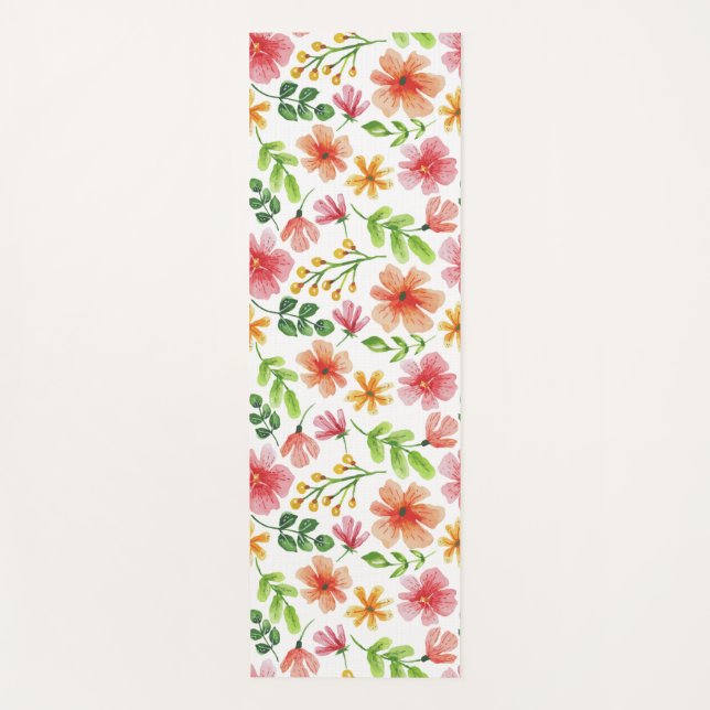 Aquarell-Rosa-Blumenmuster Yogamatte (Vorderseite)