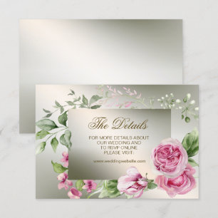 Aquarell Rosa Blumenrahmen Shiny Bronze Party Begleitkarte