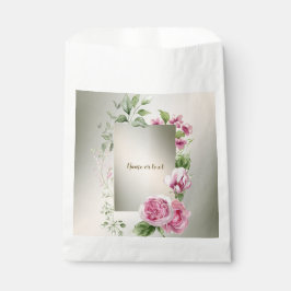 Aquarell Rosa Blumenrahmen Shiny Bronze Party Fan Geschenktütchen