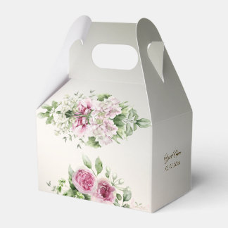 Aquarell Rosa Blumenrahmen Shiny Bronze Party Geschenkschachtel