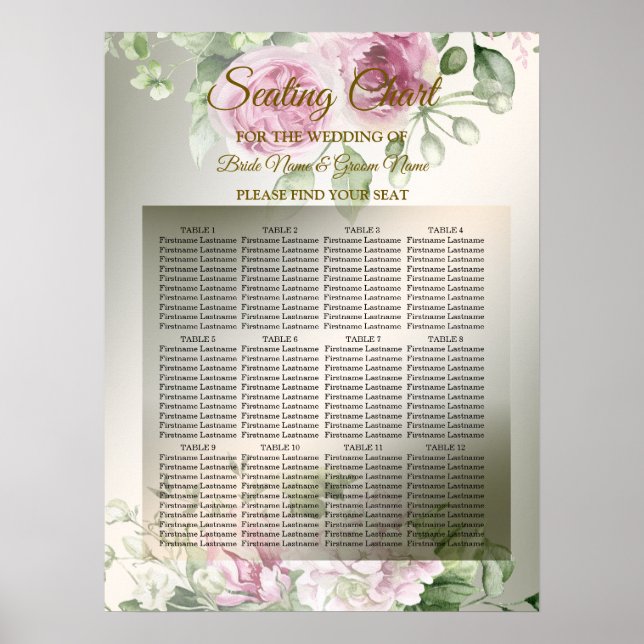 Aquarell Rosa Blumenrahmen Shiny Bronze Party Poster (Vorne)