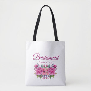 Aquarell-Rosa-Blumenstrauß-Brautjungfer-Geschenk- Tasche