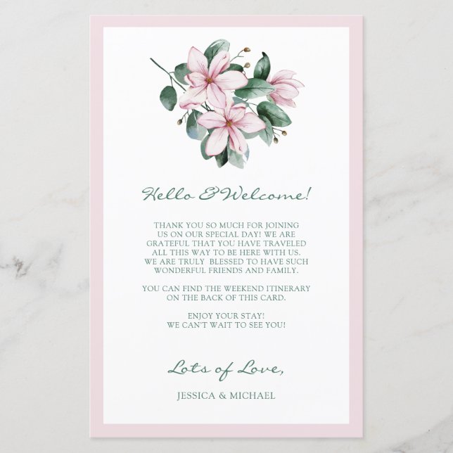 Aquarell Rosa Blumenzwiebeltour Begrüßungsreise (Vorderseite)