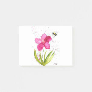 Aquarell rosa Blüten Hummel Post-it Klebezettel