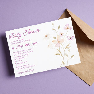 Aquarell Rosa Blütendusche Einladung