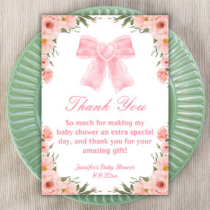 Aquarell Rosa Bogen Blumenmädchen Babydusche Dankeskarte