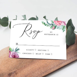 Aquarell rosa Boho-Garten Blumen Schrift Hochzeit RSVP Karte
