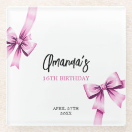 Aquarell Rosa Bows Coquette Sweet 16 Birthday Glasuntersetzer