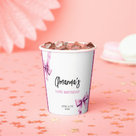 Aquarell Rosa Bows Coquette Sweet 16 Birthday Pappbecher