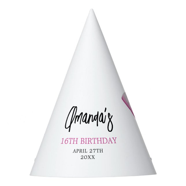 Aquarell Rosa Bows Coquette Sweet 16 Birthday Partyhütchen (Vorderseite)