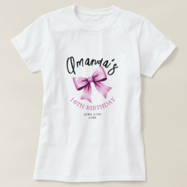 Aquarell Rosa Bows Coquette Sweet 16 Birthday T-Shirt