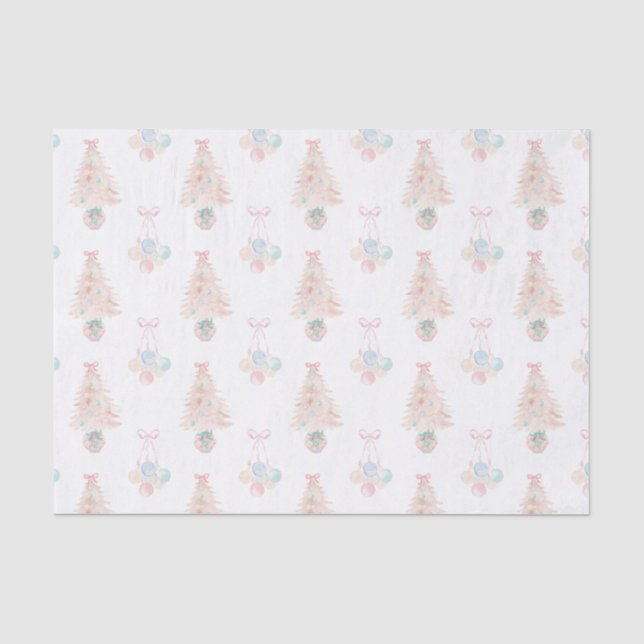 Aquarell Rosa Christbaum Grandmillennial Seidenpapier (Vorderseite)