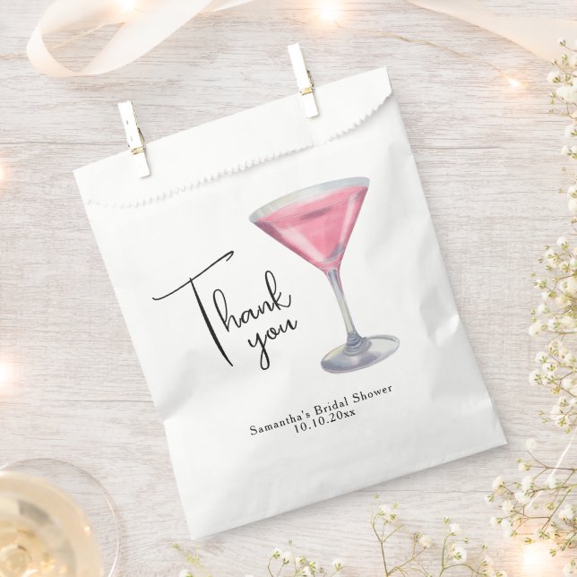 Aquarell-Rosa-Cocktail-Braut-Party-Dankeschön Geschenktütchen (Ausgeschnitten)