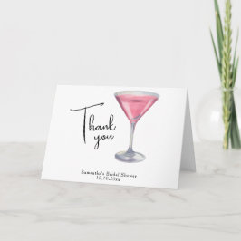 Aquarell-Rosa-Cocktail-Brautparty-Dankeschön Dankeskarte