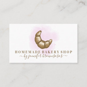 Aquarell Rosa Croissant Hausschokoladen Bäckerei Visitenkarte