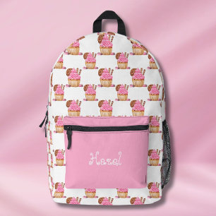Aquarell-Rosa-Cupcake mit Schokoladenmuster Bedruckter Rucksack