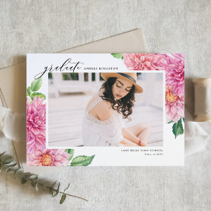 Aquarell-Rosa-Dahlie-Botanik-Foto-Abschluss Einladung