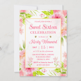 Aquarell Rosa Dahlie Pfingstrose Blumen Sweet Sixt Einladung