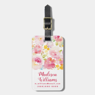 Aquarell-Rosa des Hochsommer- mit Blumen Gepäckanhänger