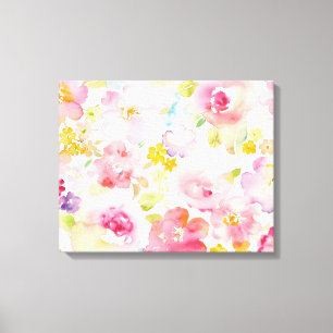 Aquarell-Rosa des Hochsommer-  mit Blumen Leinwanddruck