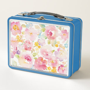 Aquarell-Rosa des Hochsommer- mit Blumen Metall Brotdose