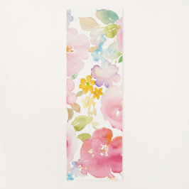 Aquarell-Rosa des Hochsommer-| mit Blumen Yogamatte