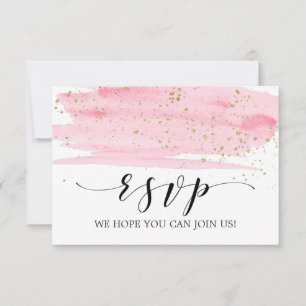 Aquarell Rosa Erröten & Gold Menü Auswahl RSVP Kar Karte