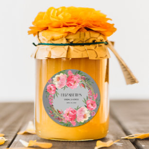 Aquarell-Rosa-Floral-Braut-Shower Runder Aufkleber