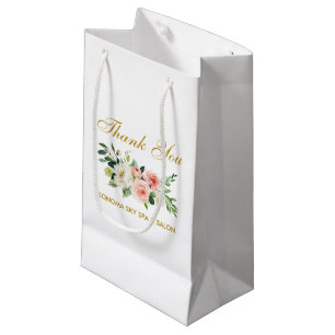 Aquarell Rosa Floral Gold Elegante Vielen Dank Kleine Geschenktüte