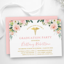 Aquarell-Rosa-Floral-Gold-Medizin-Absolventenparty