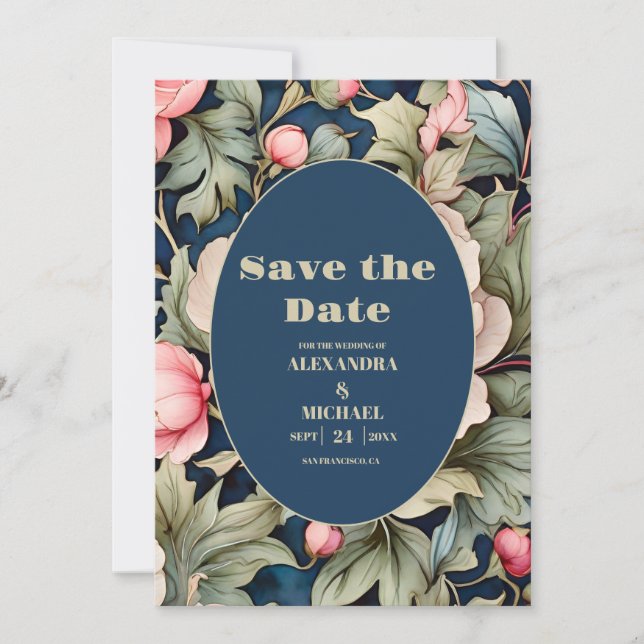 Aquarell-Rosa-Floral-Hochzeit Save The Date (Vorderseite)
