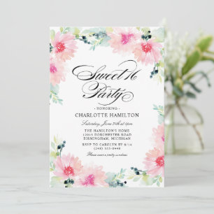 Aquarell-Rosa-Floral-Sweet-16-Party Einladung