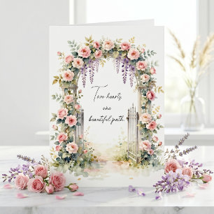 Aquarell-Rosa-Floralbogen-Hochzeitsglückwunsch Karte