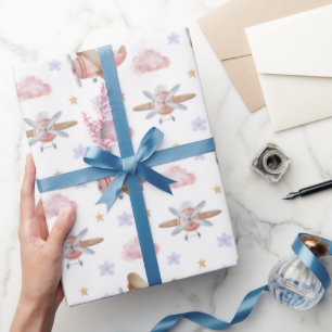 Aquarell-Rosa-Flugzeug Geschenkpapier