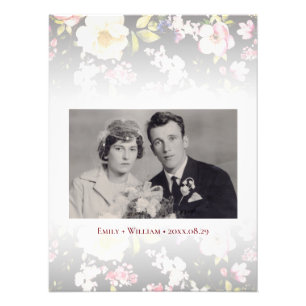 Aquarell Rosa Gelbe Rosen, schwarz verschwommen, H Fotodruck