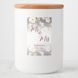 Aquarell Rosa Gelbe Rosen, schwarz verschwommen, H Lebensmitteletikett
