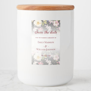 Aquarell Rosa Gelbe Rosen, schwarz verschwommen, H Lebensmitteletikett