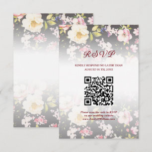 Aquarell Rosa Gelbe Rosen, schwarz verschwommen, H RSVP Karte