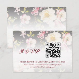 Aquarell Rosa Gelbe Rosen, schwarz verschwommen, H RSVP Karte