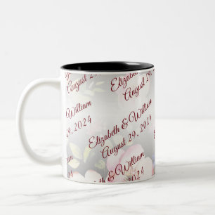 Aquarell Rosa Gelbe Rosen, schwarz verschwommen, H Zweifarbige Tasse