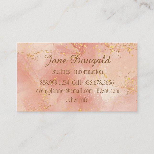 Aquarell Rosa Gold Moderne Berufliche Elegante Visitenkarte (Vorderseite)
