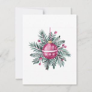 Aquarell Rosa Grüne Bauble Weihnachten