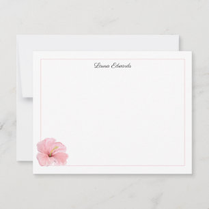 Aquarell-Rosa-Hibiskus-Blume Personalisiert Mitteilungskarte